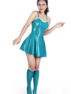 Latex Ruffled Knee High Socks