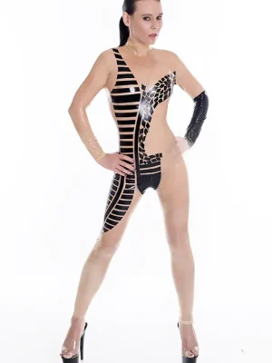 Latex Tribal Mosaic Semi-Transparent Catsuit