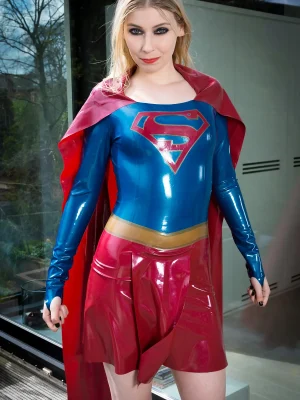 Latex Super-girl Costume Dress