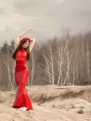 Latex Mermaid Maxi-Length Tube Dress