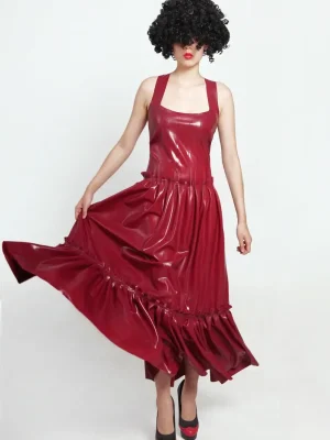 Latex Pop Princess Ruffled Skirt Party Dress