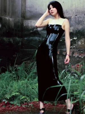 Latex Pencil Three-Quarter Tube Dress