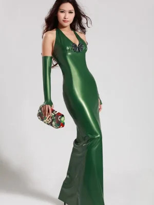 Latex Full-Length Formal Prom Dress
