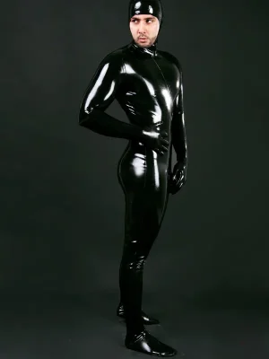 Latex Mens Face Entry Catsuit