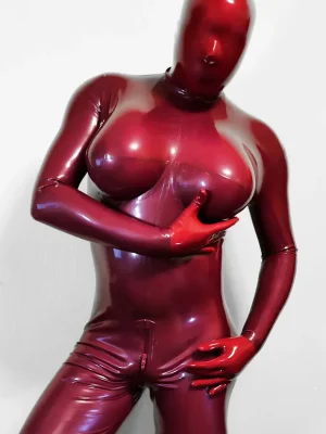 Latex Mens Boo-Boobs Breasts Catsuit