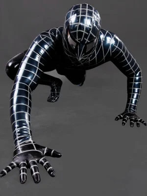 Latex Mens Cosplay Spider Total Coverage Catsuit