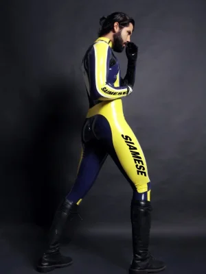 Latex Mens T-Age Moto Biker Rubber Catsuit