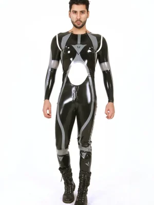 Latex Mens Brand Name T-Age Collarless MotoGP Biker Catsuit