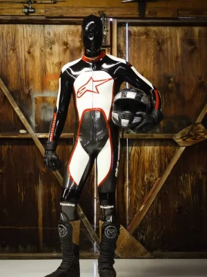 Latex Mens Brandname Biker Catsuit Version 9