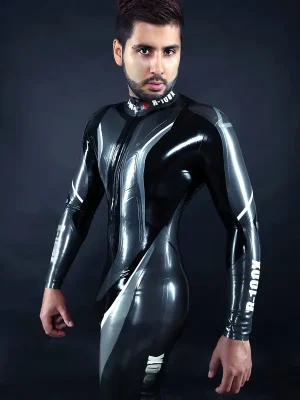 Latex Mens Rubber Moto Racing Catsuit Version 12