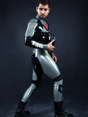 Latex Mens R-100X Rubber Moto Racing Suit Model F Catsuit