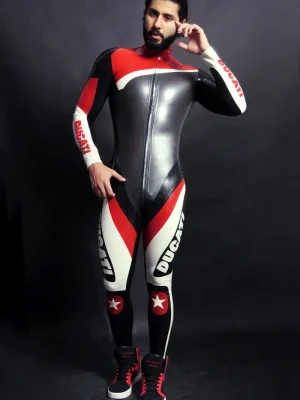 Latex Mens Brand Name MotoGP Biker Catsuit Version 13