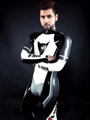 Latex Mens R-100X Branded Biker Catsuit