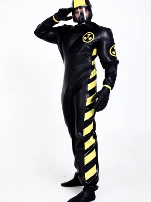 Latex Mens Industrial Heavy-Duty Hazmat Safety Protection Suit Catsuit