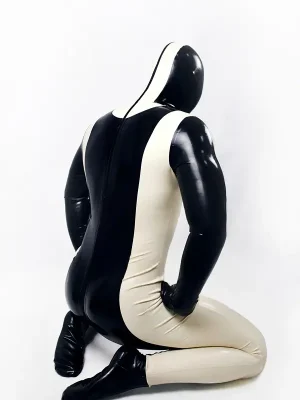Latex Mens Two-Tone Full Body Gimp Catsuit