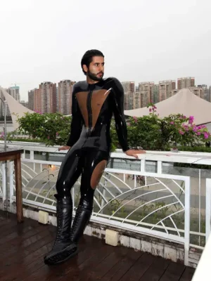 Latex Mens Back Me Up Two Tones Catsuit