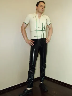 Latex Mens Graffica Polo Shirt Catsuit