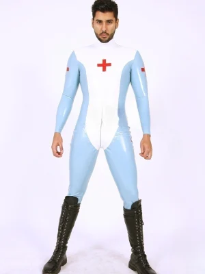 Latex Mens Medic Look Neck Entry Catsuit