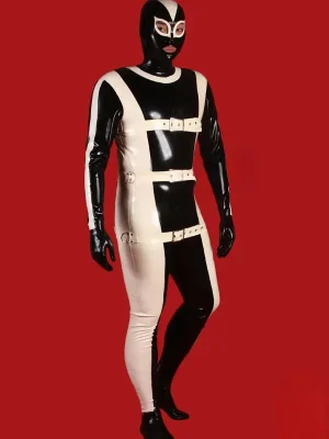 Latex Mens Strapped In Gimp Catsuit
