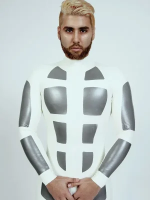 Latex Mens Sci-Fi Zipperless Neck Entry Catsuit