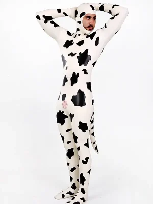 Latex Mens Bos Taurus Cow Design Catsuit