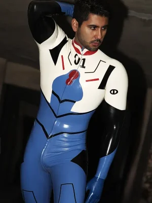 Latex Mens Zero-One Anime Hero Character Catsuit