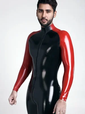 Latex Mens Curv-ical Front Zipper Catsuit
