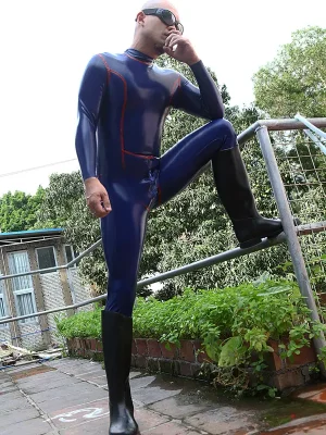 Latex Mens Pointer Back Zipper Catsuit