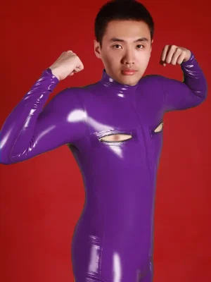 Latex Mens Nipple-Zipper Catsuit