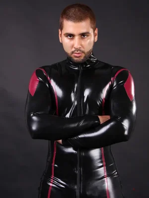 Latex Mens Diamond Dazzler Front Zipper Catsuit