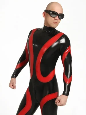 Latex Mens Loopy Loops Back Zipper Catsuit