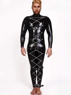 Latex Mens Zig-Zag Ties Catsuit