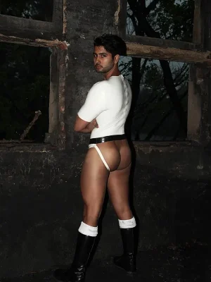 Latex Mens T-Shirt & Jockstrap Leotard