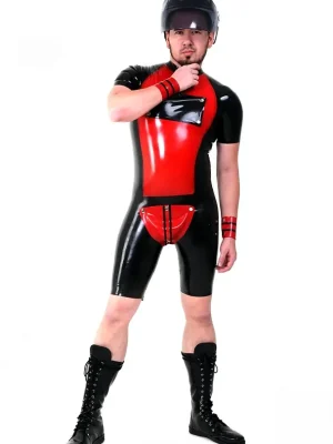 Latex Mens Cycling Suit With Codpiece
