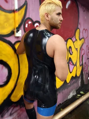 Latex Mens Short-Leg Sleeveless Unitard