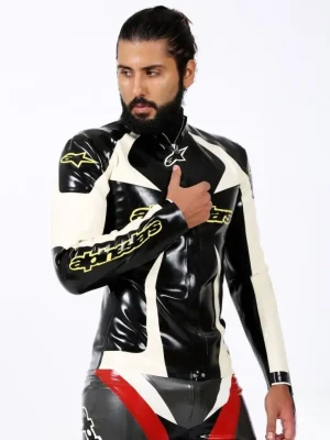 Latex Mens Branded Motorcycle Jacket