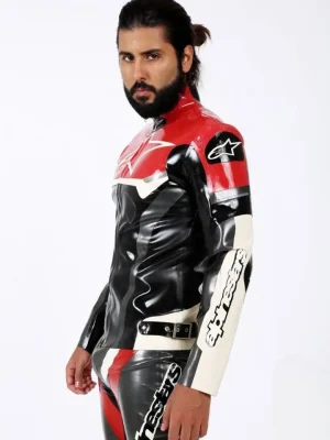 Latex Mens Brand Name Biker Jacket
