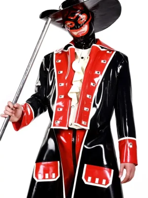 Latex Mens Captain Hook Pirate Costume Coat