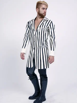 Latex Mens Striped Half Coat