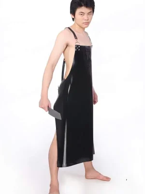 Latex Mens Long Apron with Harness Straps
