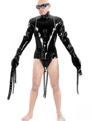 Latex Mens Straightjacket/Bondage Long-sleeved Jacket