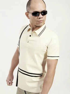 Latex Mens Formal Striped Polo Shirt