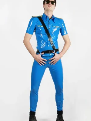 Latex Mens Military Style Uniform Pants