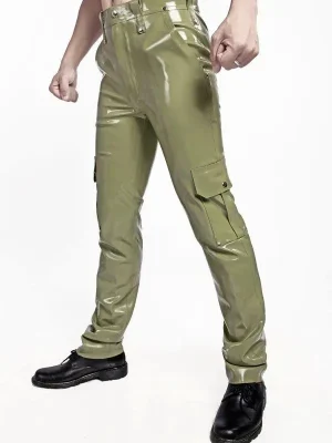 Latex Mens High-Waisted Cargo Pants