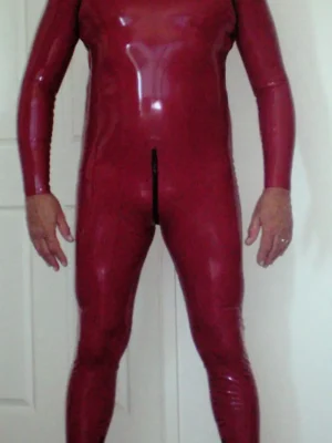 Latex Mens Double Zipper Catsuit