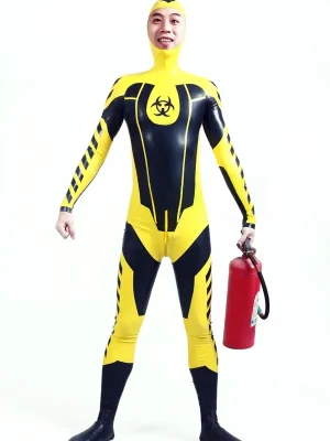 Latex Mens Biohazardous Hooded Catsuit