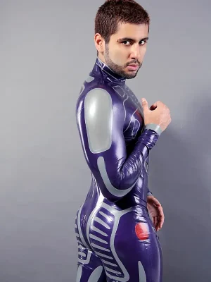 Latex Mens Eridanus Neck Entry Catsuit with Feet